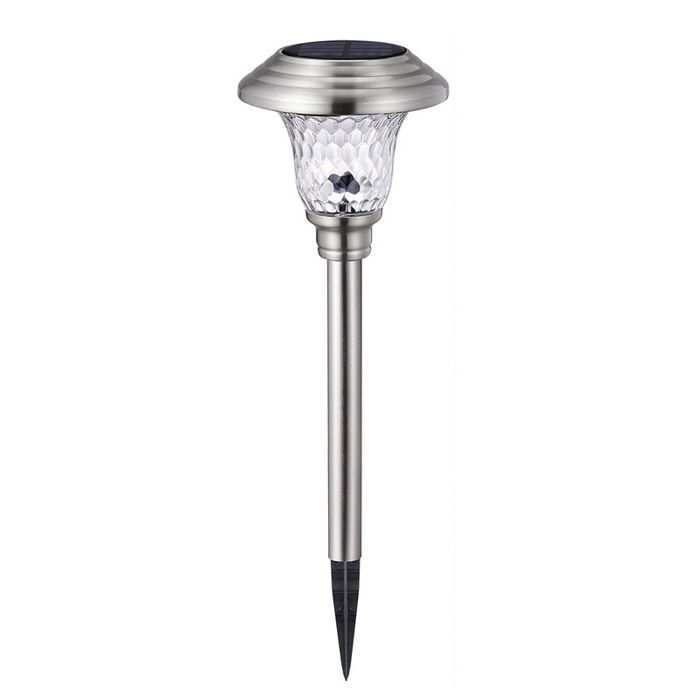 Lampe de jardin solaire dextérieur éclairage solaire en acier inoxydable lumière blanche chaude