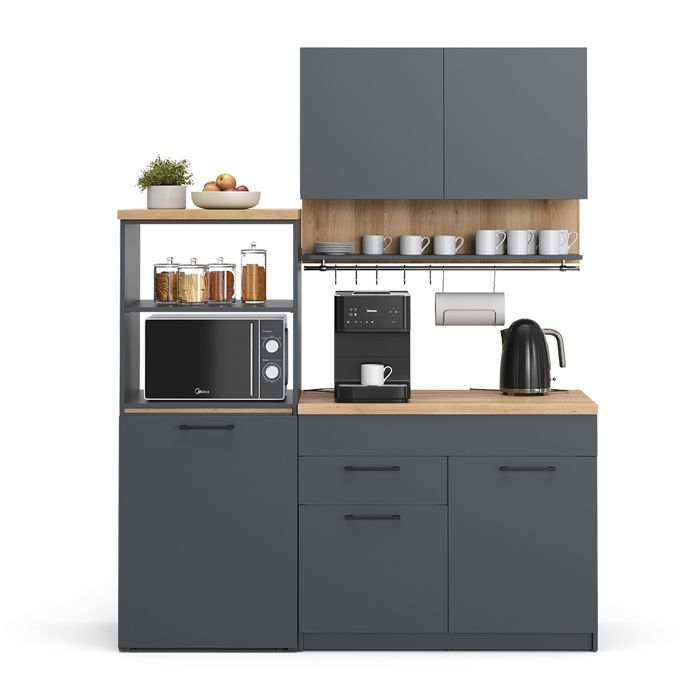 Cuisine Egbert 160cm avec table extensible Anthracite/Chêne de force doré Vicco 41316
