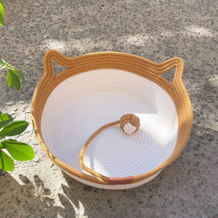 Panier Hamac Suspendu Pour Chat - Imitation Rotin Brun, Nid Confortable Pour Chatons, Gain De Place, Pour Intérieur - 6