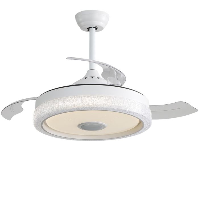 OKWISH Ventilateur de plafond invisible moderne de 42 pouces avec 3 lames en ABS télécommande et lumière LED Blanc - Okwish