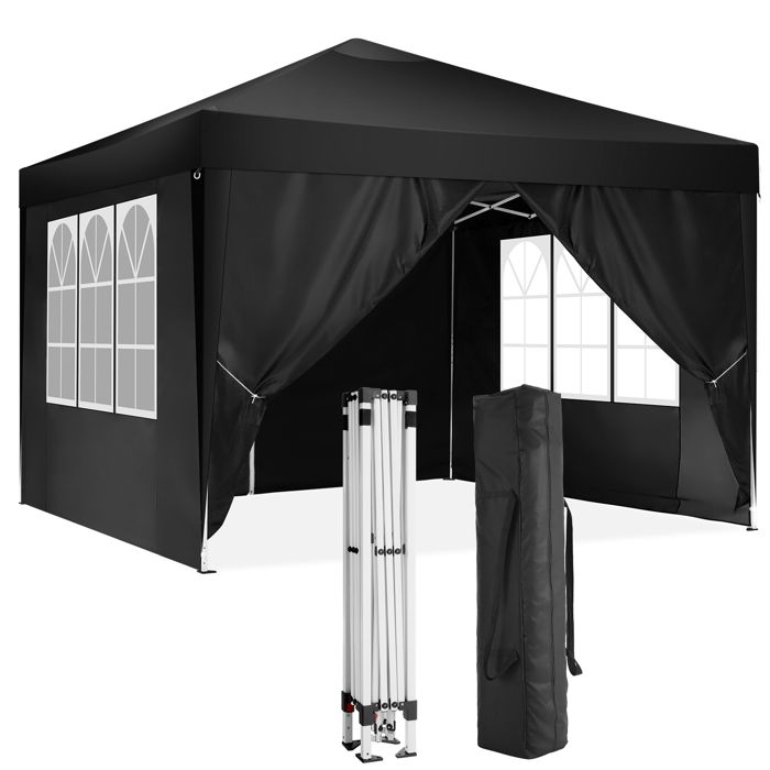 Tonnelle De Jardin 3x3m Imperméable - Gazebo En Aluminium Avec Toit PC UV50+ - Gris
