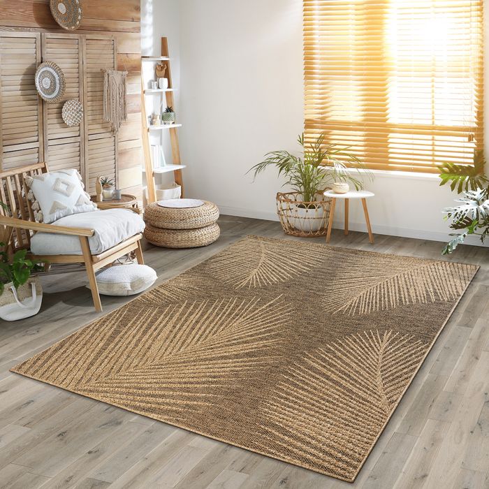 the carpet Kansas – Tapis intérieur doux style jute naturel salon/chambre facile à nettoyer extérieur Nature 140 x 200 cm D22
