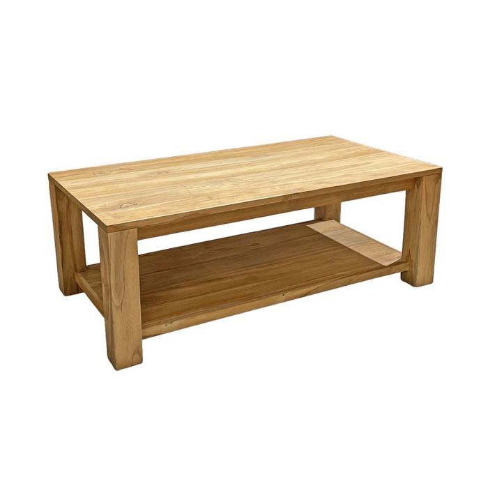 Table basse rectangulaire 110 cm 2 plateaux bois teck – APHRODITE Meubletmoi Table basse rectangulaire 110 cm 2 plateaux bois teck – APHRODITE Meubletmoi