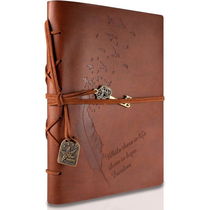 Aomiduo Carnet De Voyage A5 Cuir Vintage Rechargeable – Cahier Notes Croquis Journal Intime Bleu 21x14.5 Cm, 200 Pages Vierges