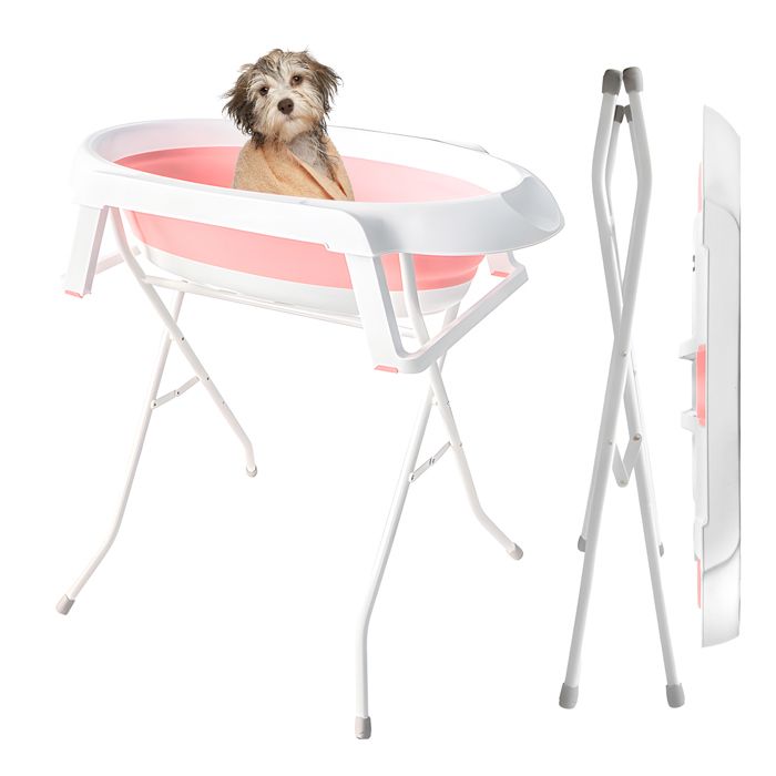 Meilleurs prix pour Station de lavage 2 en 1 pour chiens et chats baignoire pliable et portable pour le bain et le toilettage