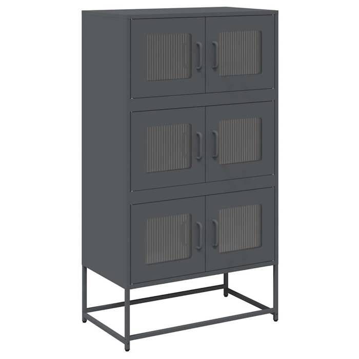 Buffet haut en acier - GKO - Anthracite - 68x39x123 cm - 6 compartiments - 6 portes - Charge max 90 kg