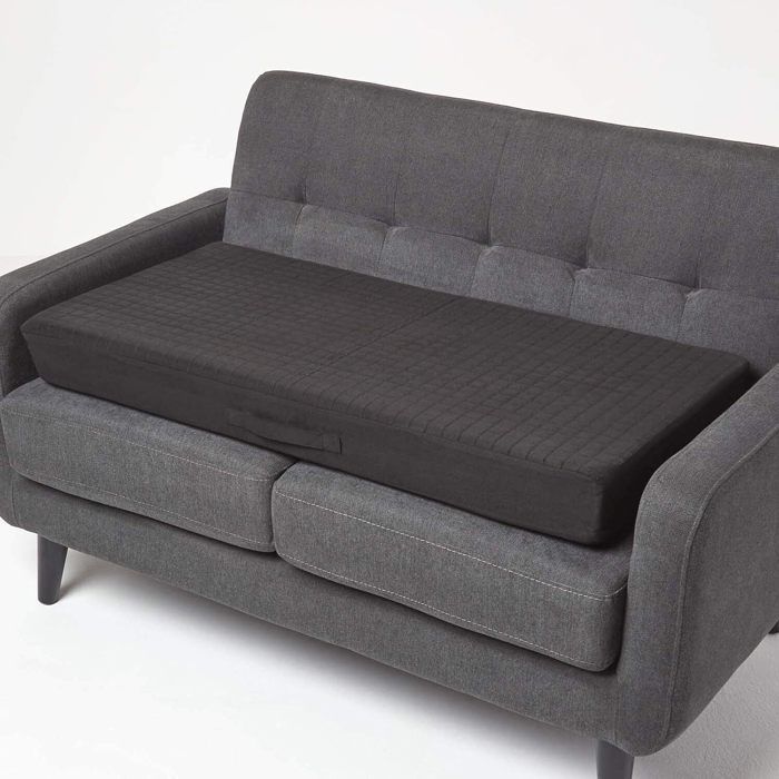 Coussin d’assise pour canapé 2 places - HOMESCAPES - Noir - 100 x 50 x 10 cm - Coussin déhoussable en suédine