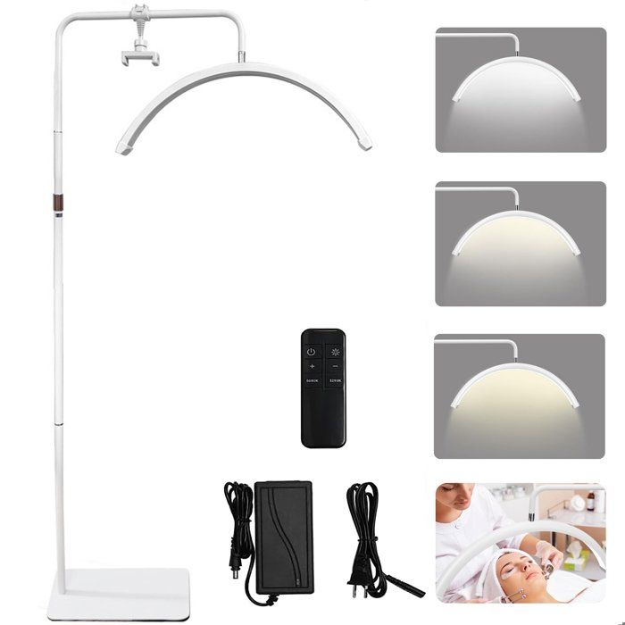 Lampadaire LED lampe Demi-Lune Lampe de Beauté 360° Rotative Tête avec Support de Téléphone pour Les Tatoueurs Maquilleurs