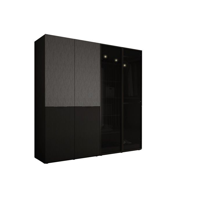 Armoire : Graphite Noir / Verre Antisol 200 x 200 x 51 cm