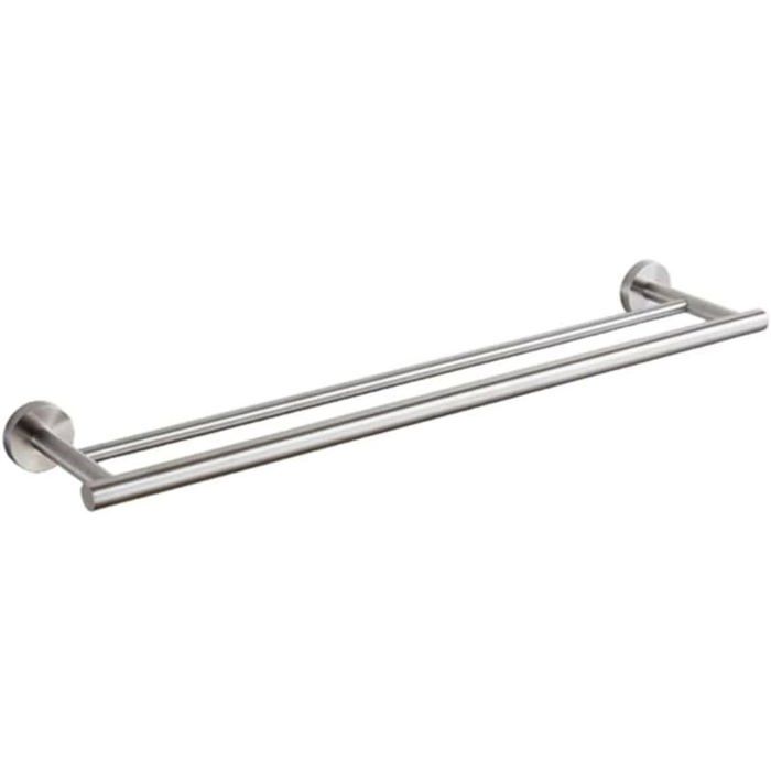 Porte-Serviettes Double Porte Serviette Salle de Bain Acier Inoxydable SUS 304 Barre Porte Torchon Mural 60CM Brossé