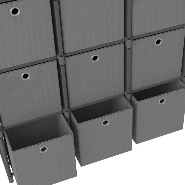 Bibliothèque SOLOMOON CHIC Étagère à 9 cubes - avec boîtes Gris 103x30x107 5 cm Tissu BB24