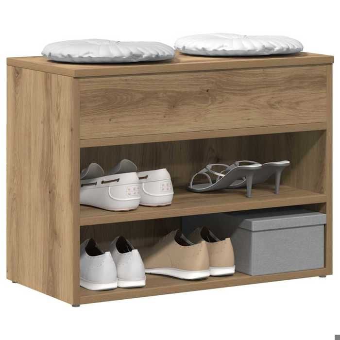 Banc à chaussures/Meuble Grand espace MVS - multi-rangement - chêne artisanal 60x30x45cm bois dingénierie &26_5489048
