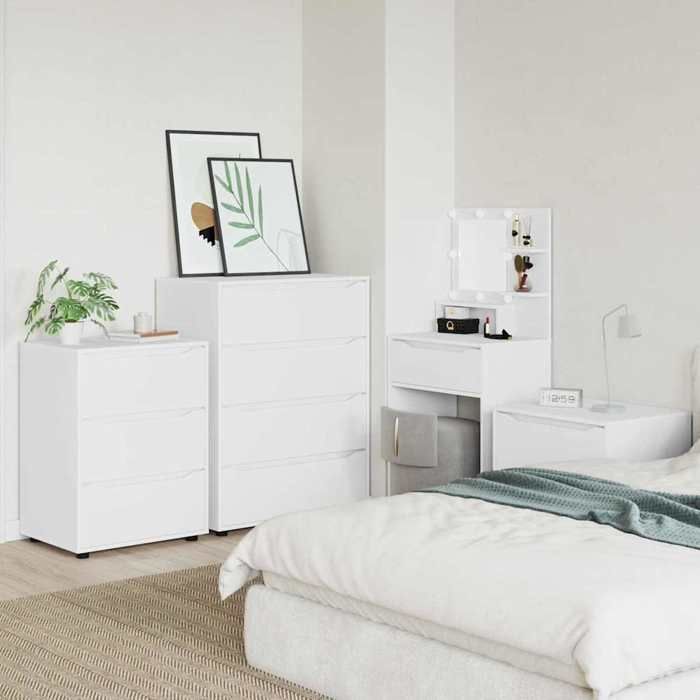 Moderne Armoires de rangement BURKE Meuble salon 2 pcs Blanc 80x48x105 cm AA288