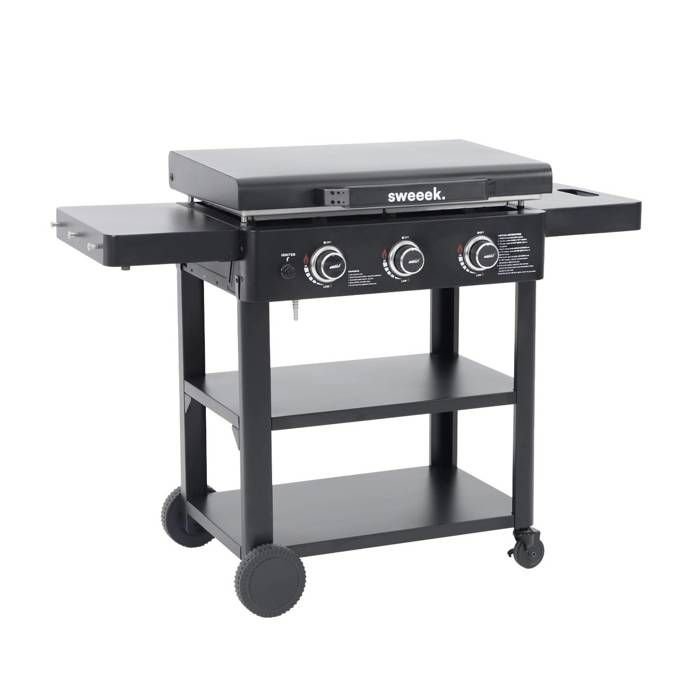 Plancha gaz 3 brûleurs acier inoxydable 12kW avec chariot RAOUL
