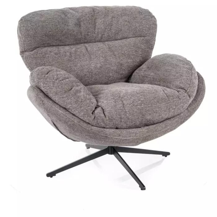 Fauteuils - Meubles&Design - Fauteuil MARIA pivotant tissu gris et cocoon avec base métal noire et assise relax Fauteuils - Meubles&Design - Fauteuil MARIA pivotant tissu gris et cocoon avec base métal noire et assise relax