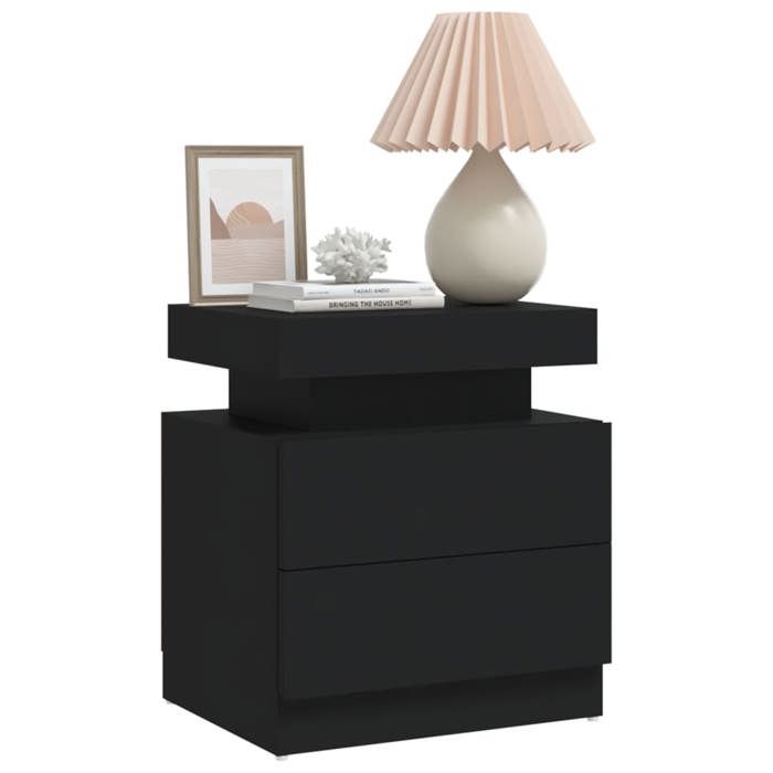 (Vente chaude)Table de chevet élégante(1 PCS)- SHELD - armoire de chevet - Pour chambre - Noir 45x35x52cm Aggloméré M8916626