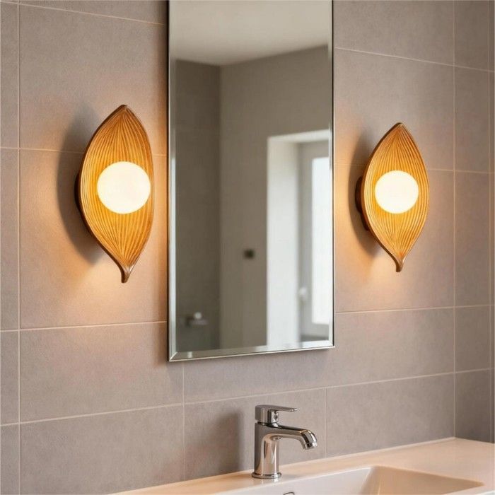 Applique murale intérieure - Lot de 2 SMOTOP - Style campagnard nordique - Métal beige - G9 16×30 cm