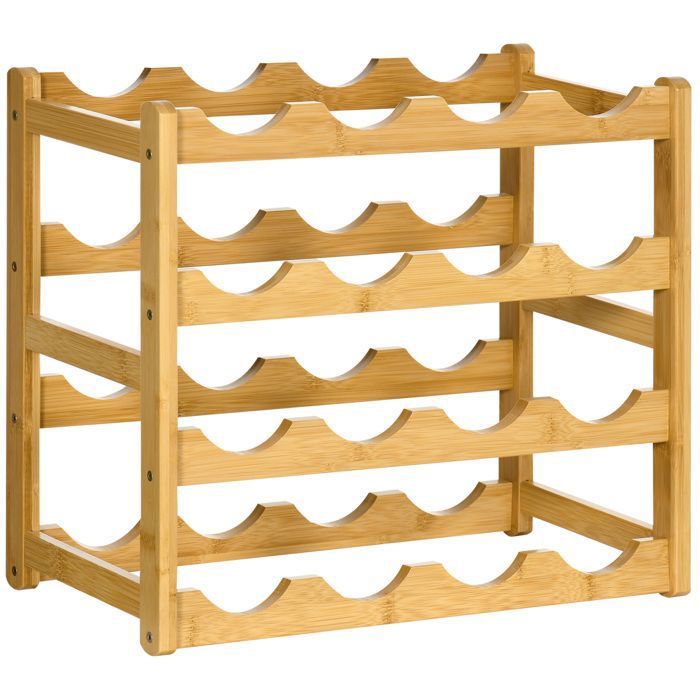 Range-bouteilles casier porte-bouteilles en bois de bambou 4 niveaux 16 bouteilles 43 x 235 x 38 cm bois naturel