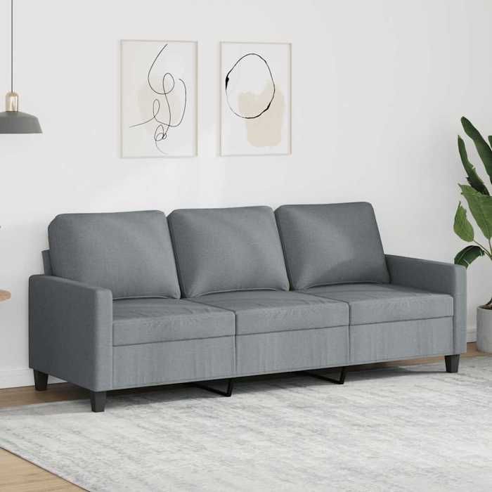 Gris Canapé à 3 places Gris clair 180 cm Tissu - Canapés H5903