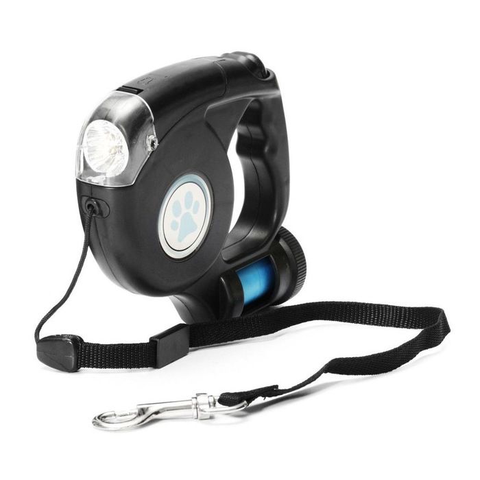 Laisse LED rétractable pour chien - Phoesky - 4 5 m - Noir - Pour chiens jusquà 45 kg - Lampe de poche intégrée