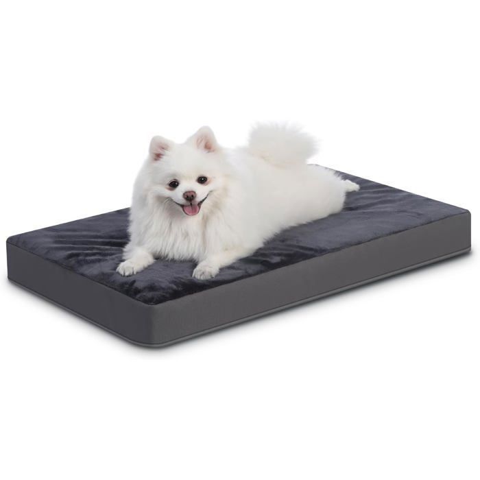 Panier Coussin Chien Dehoussable Lavable PetitLit pour Chien OrthopédiqueTapis MatelasFond Antidérapant(Gris Foncé58x43x7cm)