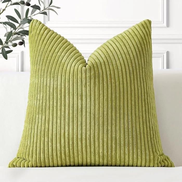 Housse coussin velours côtelé 60x60 cm vert sauge taie doreiller douce pour salon chambre canapé clic-clac décoration maison Housse coussin velours côtelé 60x60 cm vert sauge taie doreiller douce pour salon chambre canapé clic-clac décoration maison