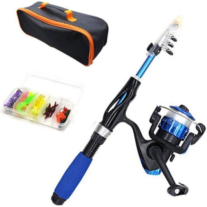 Canne à pêche télescopique Portable et Moulinet Combo avec Ligne de pêche Kit de leurres de pêche