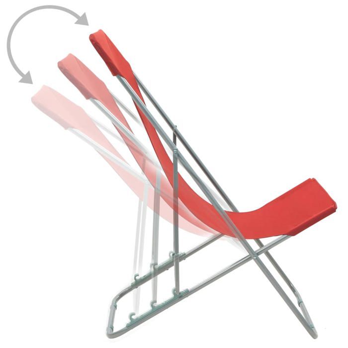 Chaises de plage pliables - (lot de 2) - Meuble de Siège - Acier et tissu oxford Rouge CC1954