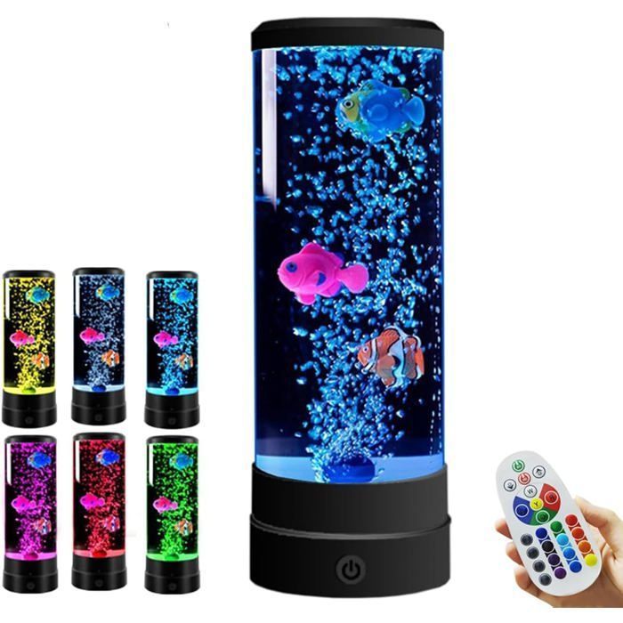 Lampe À Bulles Poisson Lampe Calmante Pour Aquarium Avec Télécommande Pour Adultes Salon Armoire Chambre D Bureau Anniversaire