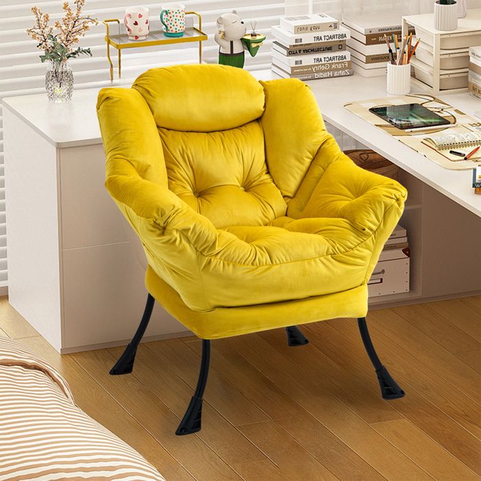 Fauteuil relax structure métal chaise lounge avec poche latérale fauteuil de chambre confortable et minimaliste