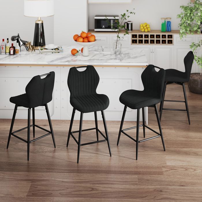 Tabourets de bar - WAFTING - Lot de 4 - Hauteur assise 65cm - Pivotant 360° - Dossier ergonomique