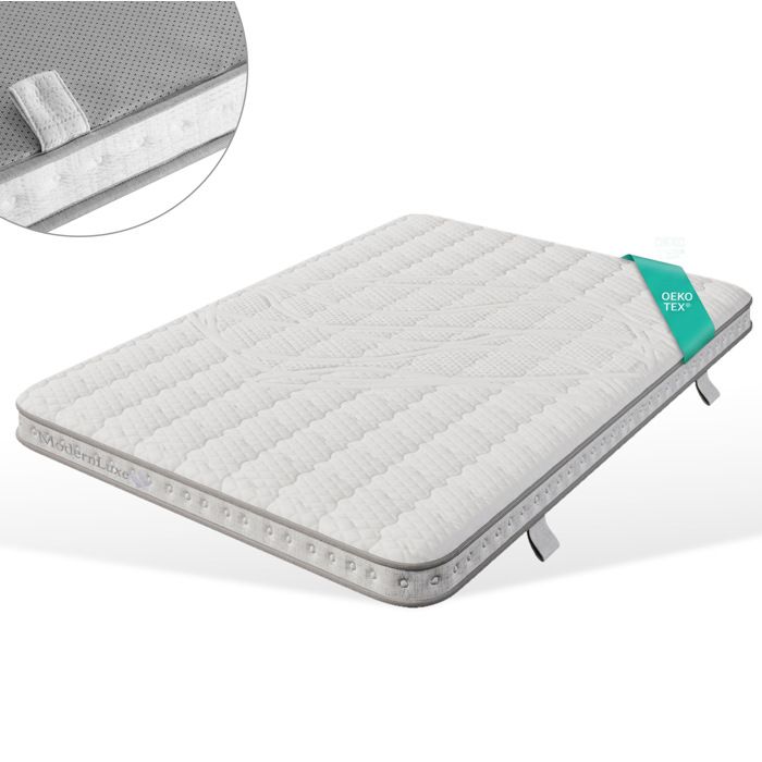 Matelas hybride 140x200 cm – Ressorts ensachés 7 zones – Mousse froide H3 – 10 cm – Blanc
