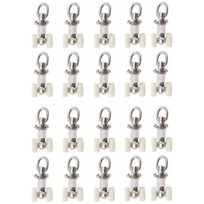 20pcs Rouleaux coulissants rail meuble - Roulette aluminium Glisse fluide - Rangement armoire bibliothèque - Argent