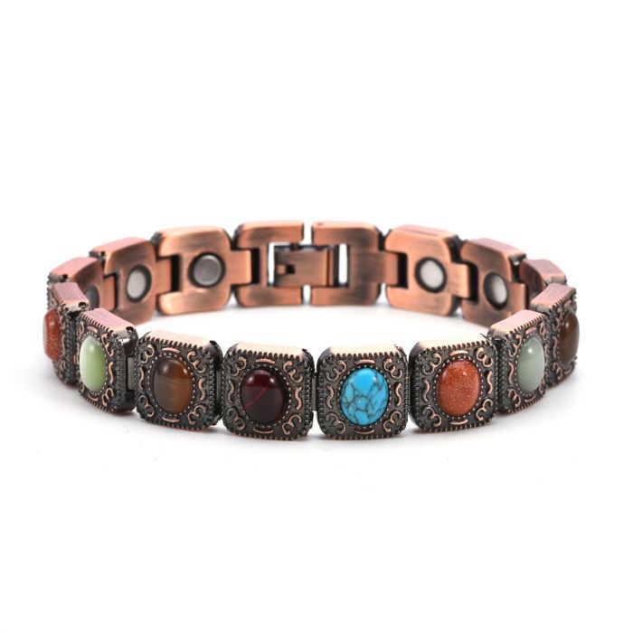 XJYDNCG Bracelet Homme en Alliage de Zinc Ton Cuivre Rouge à Finition Métallique Texturée