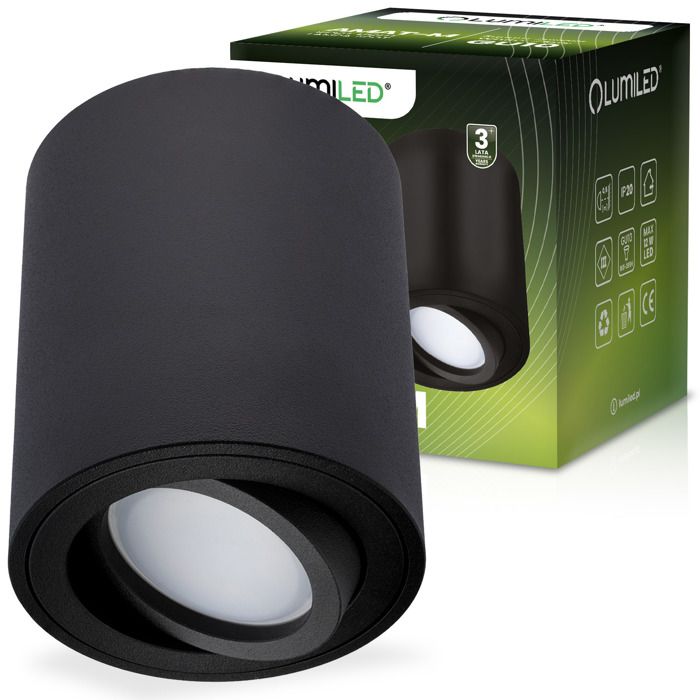 Applique murale halogène spot tube orientable GU10 ronde noire 84mm AMAT-M LUMILED