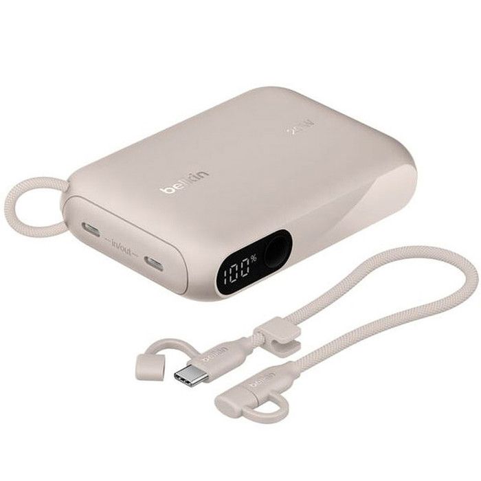 Batterie externe 10000 mAh 20W USB-C x2 avec écran numérique couleur sable