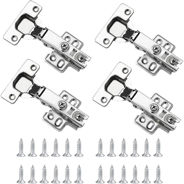 Lot De 4 Charnières Silencieuses À Fermeture Douce Charnières DArmoire À Recouvrement Complet Avec Vis Pour Cuisine Salle D[AT176]