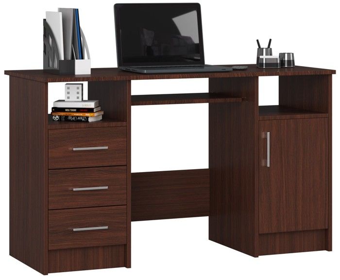 Akord - ANA - Bureau informatique - bureau d'ordinateur - 3 tiroir - 1 porte - wengé
