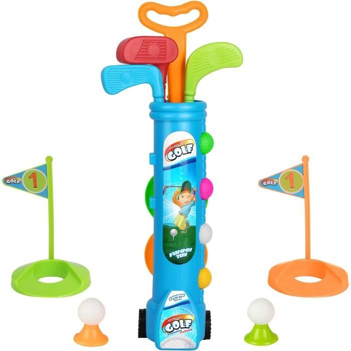Comparer les prix de Jeu de Golf pour Enfants - AMOUNE - Ensemble de Jouets avec 3 Clubs - Chariot de Golf - Blanc - 3 ans et plus