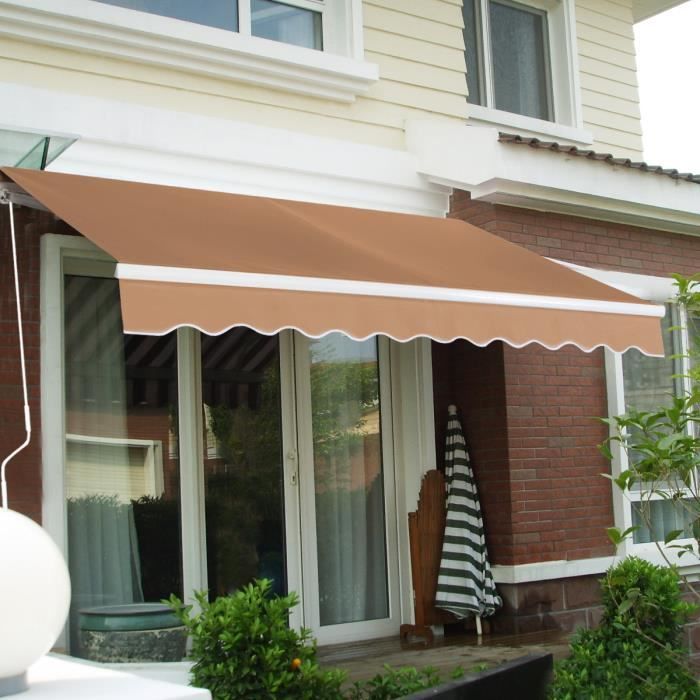 3,6 x 3 m, Beige Costway Store Banne de Balcon R/étractable avec Tissu R/ésistant aux UV et /à leau Cadre en Aluminium Angle R/églable 5-35/°