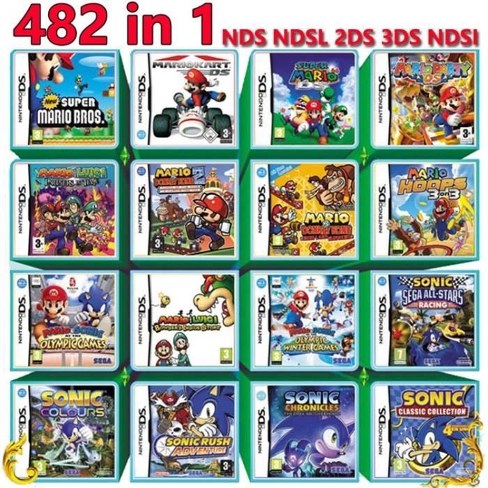 482 en 1 jeu vidéo cartouche de jeux Mario Multicart pour NDS NDSL NDSI ...