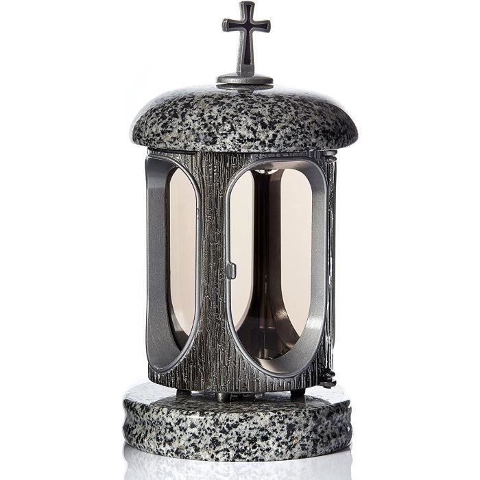 Grande lanterne funéraire en granit - Décoration funéraire - Gris