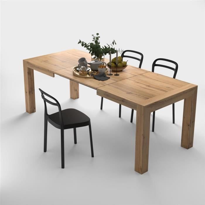 mobili fiver, table à manger extensible, iacopo, bois rustique, mélaminé, made in italy