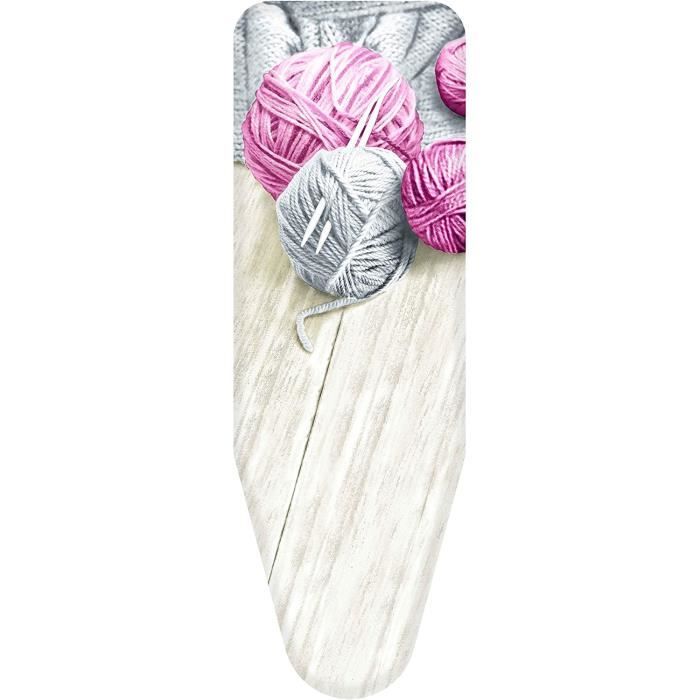 Housse De Planche à Repasser 120x40 Cm - Motif Cœur Blanc - Surface Anti-adhésive - élastique Périmétrique - Lavable En Machine