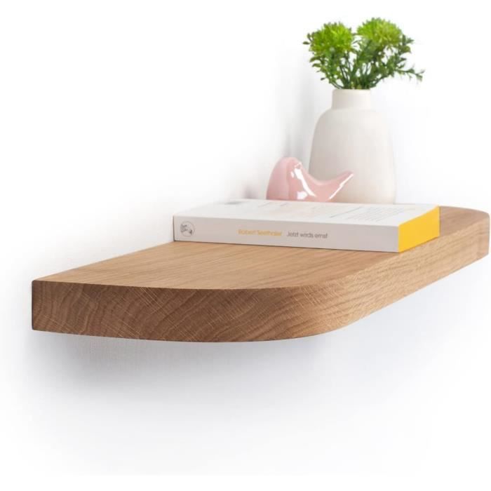 Étagère Murale En Peuplier Massif Avec Veinage (maser) - 100x18x18 Cm, Naturelle, Design Moderne