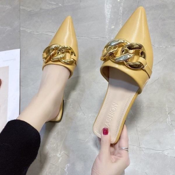 Jaune Pour36 Mules Bout Pointu Et Talon Bas Pour Femmes