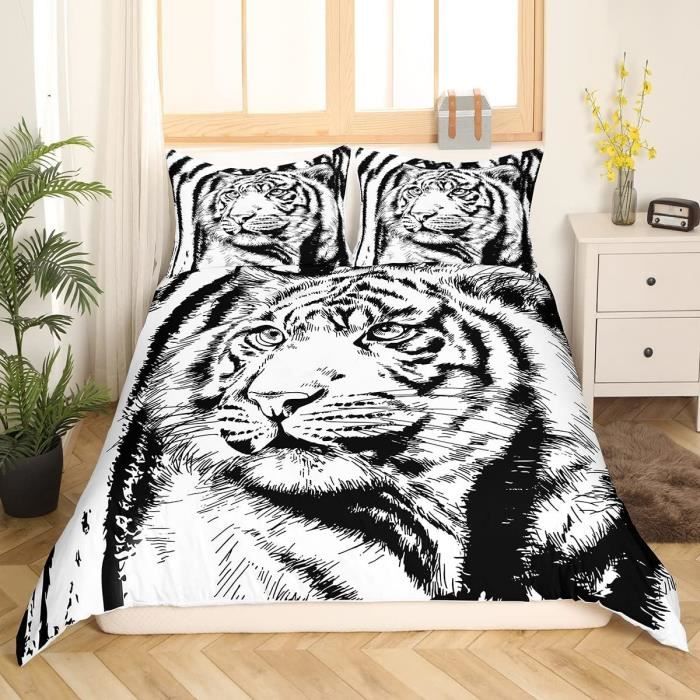 Tiger Parure De Lit 140X200Cm Wild Animal Parure Housse De Couette Pour ...