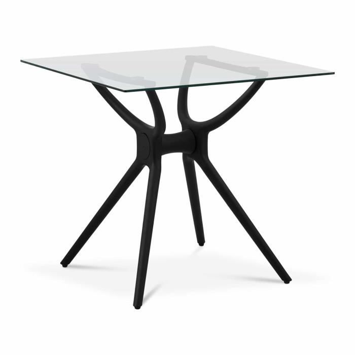 table de salle à manger carrée en verre noir - classique - intemporel - 80 x 80 cm