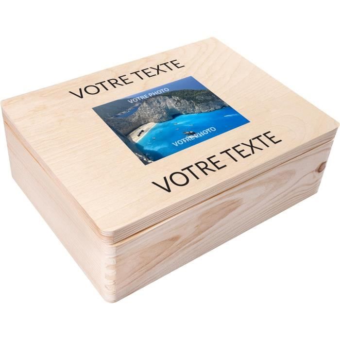 Boîte Souvenirs Bois Loutres Amoureuses – Avec Serrure & Charnière – Rangement Décoratif 20 Cm
