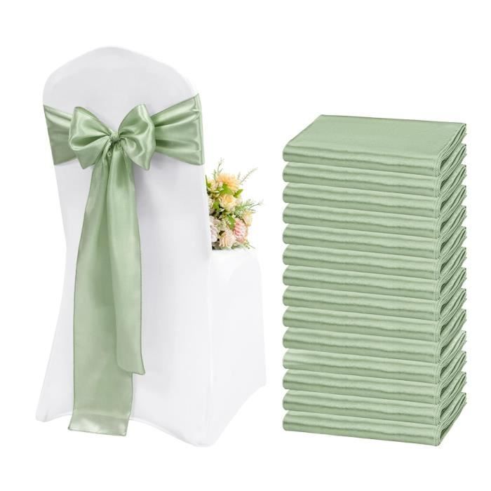 Lot de 20 écharpes de Chaise en Satin - Décoration pour Mariage réception fête hôtel Maison Cuisine - Vert yd